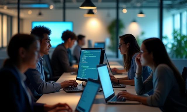 Team di sviluppo al lavoro negli uffici TecnoVita